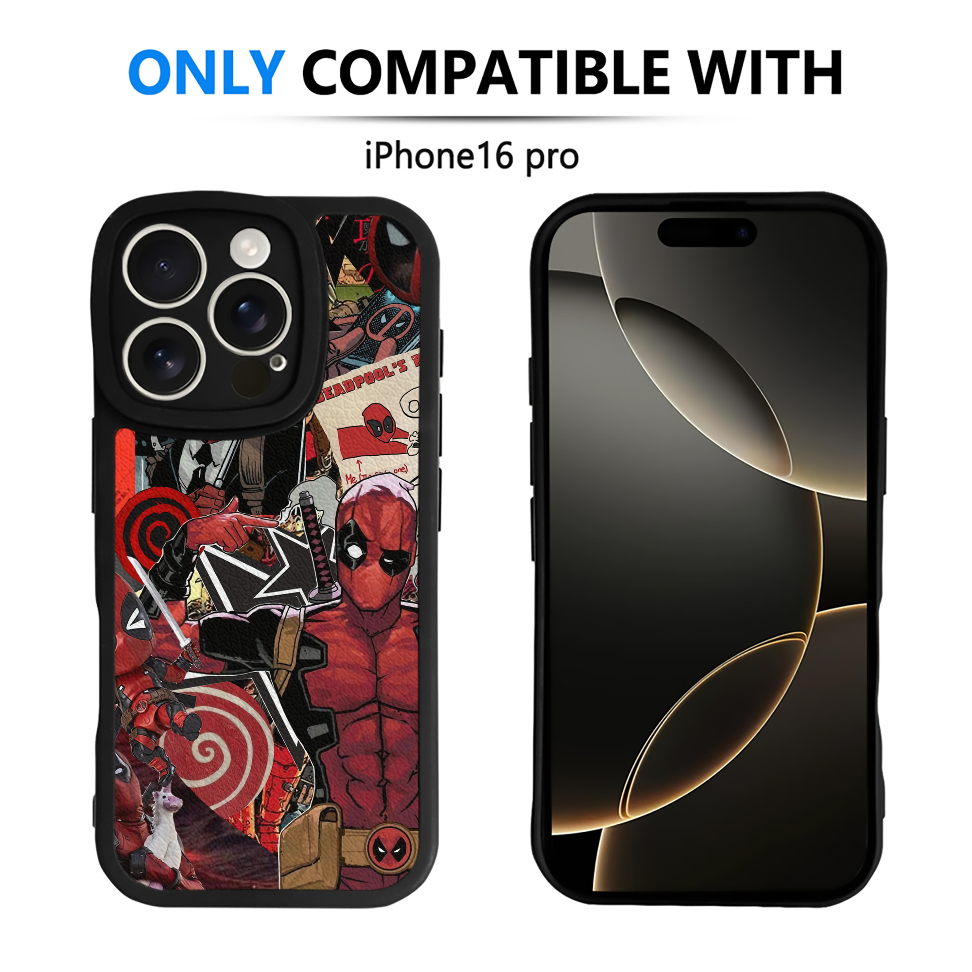 （画像用） Deadpool デッドプール 【iPhone 16シリーズ対応】シリコンスマホケース（レザー調） 材質：シリコン